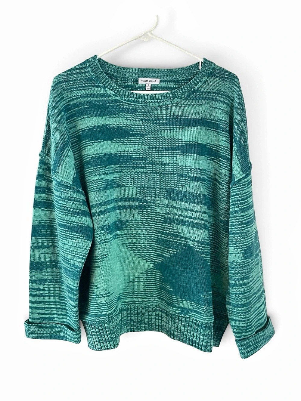 White Birch Abstract Knit Sweater in Green Size Small Like New